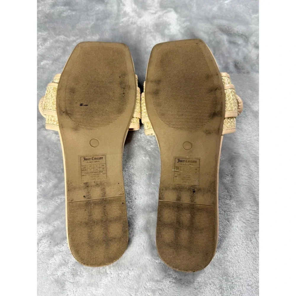 Juicy Couture Zapphire Heart Rhinestone Buckle Sandals 8.5 Coquette Soft Girl